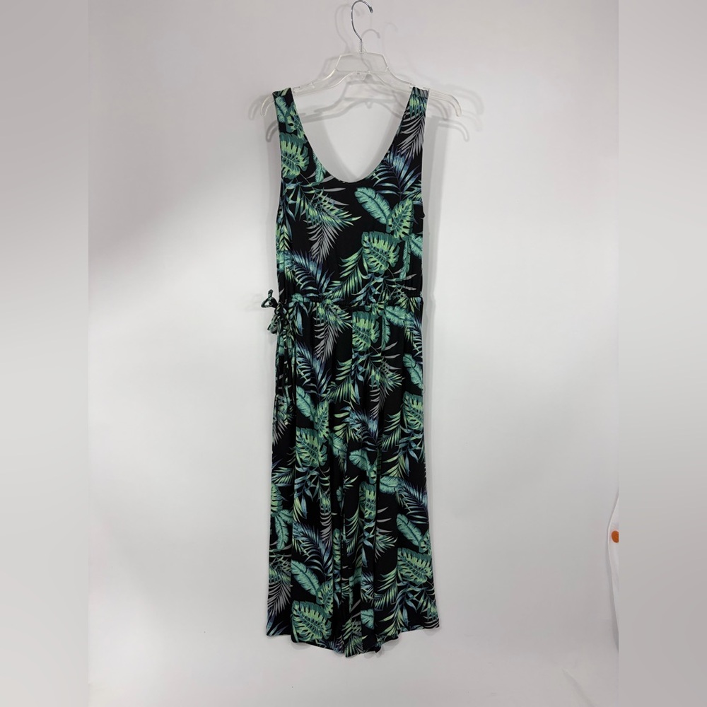 C&C California Black Tropical Leaf Print Jumpsuit